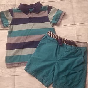 Boys 3T striped shirt and drawstring shorts